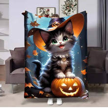 Плюшевий 3D-плед Halloween Cat 17603, 135х160 см