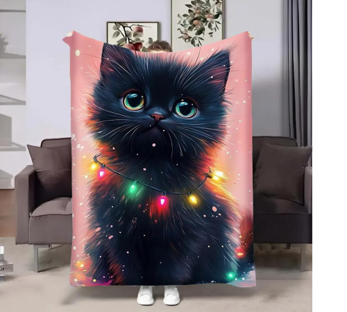 Плюшевий 3D-плед Святковий котик 32311, 135х160 см