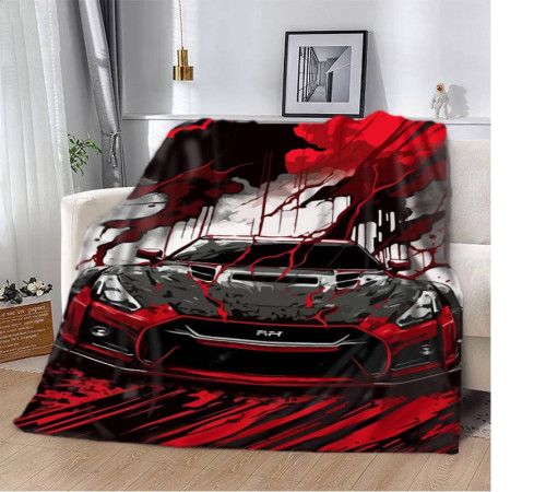 Плюшевий 3D-плед Nissan GTR швидкість та адреналін 12023, 160х200 см