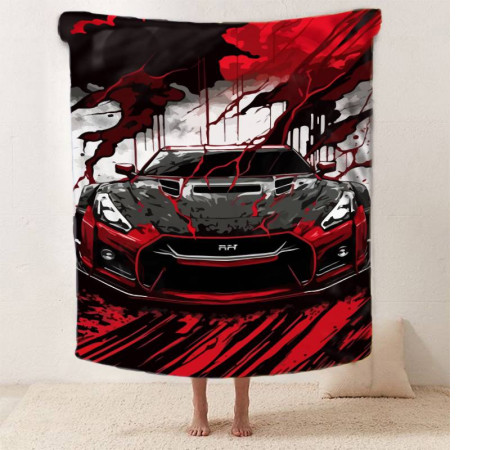 Плюшевий 3D-плед Nissan GTR швидкість та адреналін 12024, 135х160 см