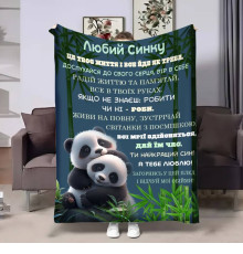 Подарунковий 3D-плед з побажаннями для сина Сину Обійми 17552, 135х160 см