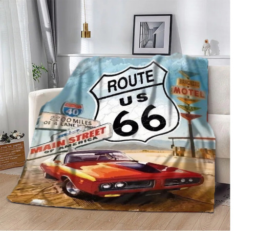 Плюшевий 3D-плед Route US 66 10627, 135х160 см