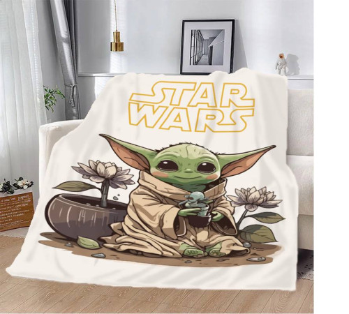 Плюшевий 3D-плед Star Wars Малюк Йода 12255, 160х200 см
