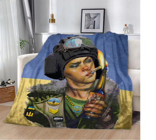 Патріотичний 3D-плед Жінка-Воїн 10577, 135х160 см
