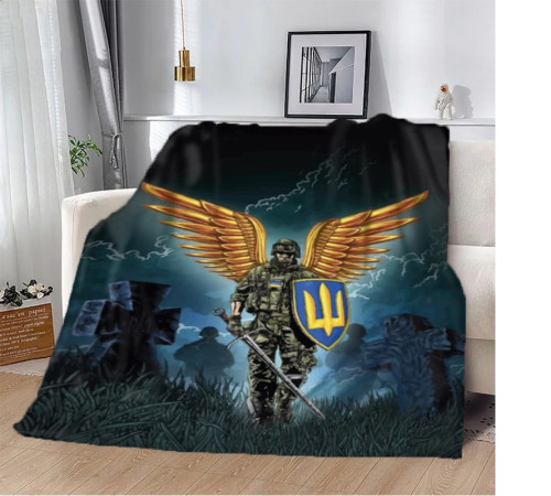 Патріотичний 3D-плед Крилатий Воїн 10622, 160х200 см