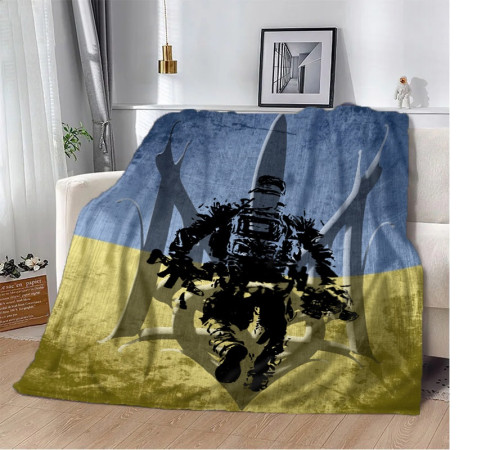 Патріотичний 3D-плед Український воїн 10625, 135х160 см