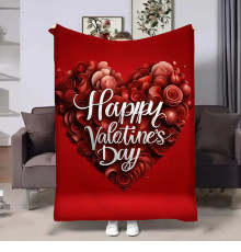 Плюшевий 3D-плед на день закоханих Happy Valentine's Day 17994, 135х160 см