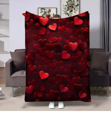 Плюшевий 3D-плед на день закоханих Red Hearts 17996, 135х160 см