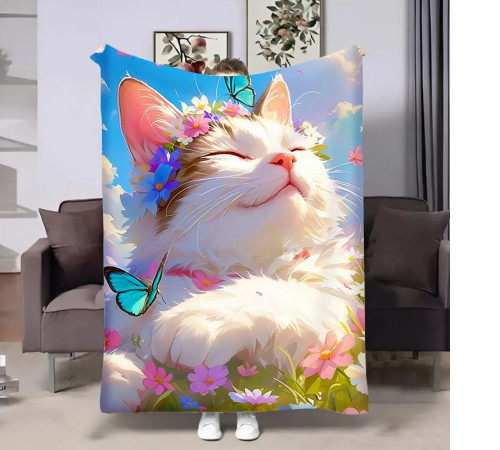 Плюшевий 3D-плед Весна Котик 18059, 135х160 см