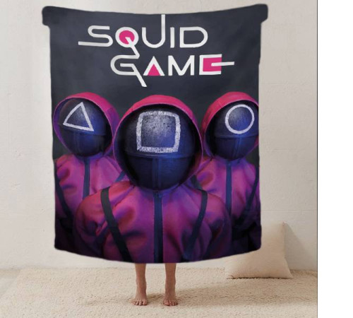Плюшевий 3D-плед Гра в кальмара Squid Game 12298, 135х160 см