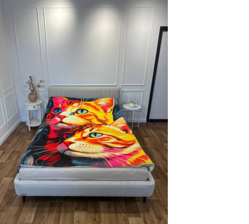 Плюшевий 3D-плед Картина котиків 13453, 135х160 см