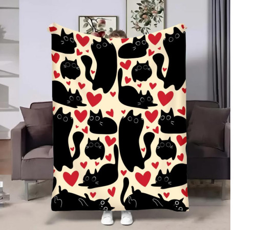 Плюшевий 3D-плед Котики кохання 32375, 160х200 см