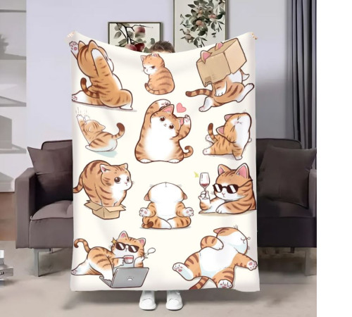Плюшевий 3D-плед Котики муркотики 17962, 135х160 см