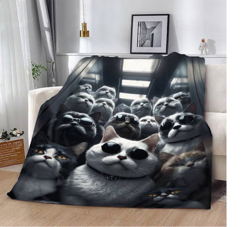 Плюшевий 3D-плед Котяча Мафія 12334, 135х160 см