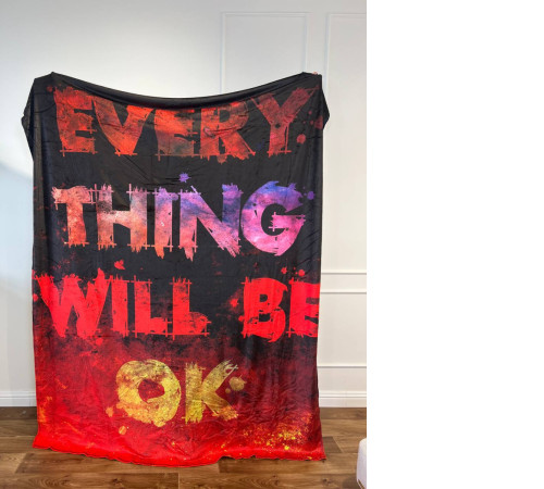 Мотиваційний 3D-плед "Every Thing Will BE OK №2" 12827, 160х200 см
