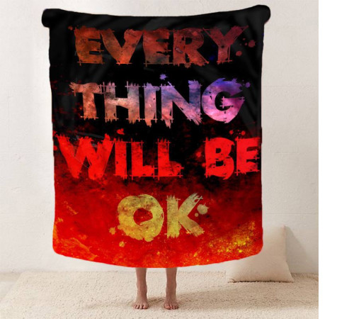 Мотиваційний 3D-плед "Every Thing Will BE OK №2" 12828, 135х160 см
