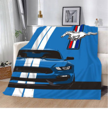 Плюшевий 3D-плед Синій Ford Mustang 12432, 160х200 см