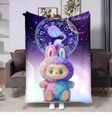 Авторський 3D-плед зі знаком зодіаку Гороскопчик з Лабубу-Водолій 32228, 135х160 см