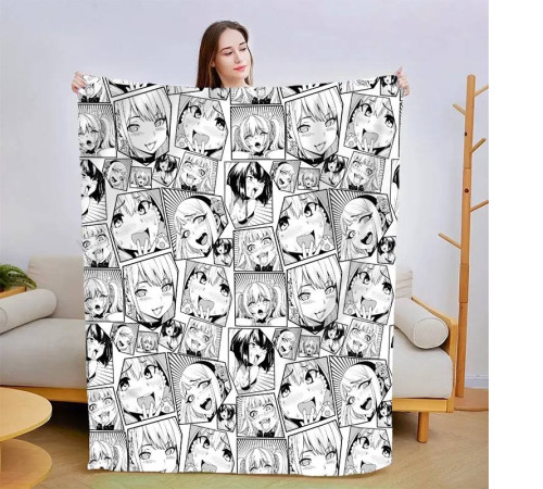 Плюшевий 3D-плед Аніме Black and white 13858, 135х160 см