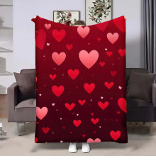 Плюшевий 3D-плед на день закоханих Red Hearts №2 17998, 135х160 см